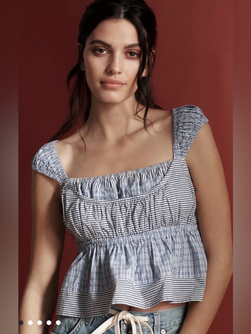 Anthropologie Shirred Bodice Tank L